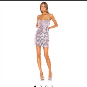 Super down sequin pink cowl mini dress small